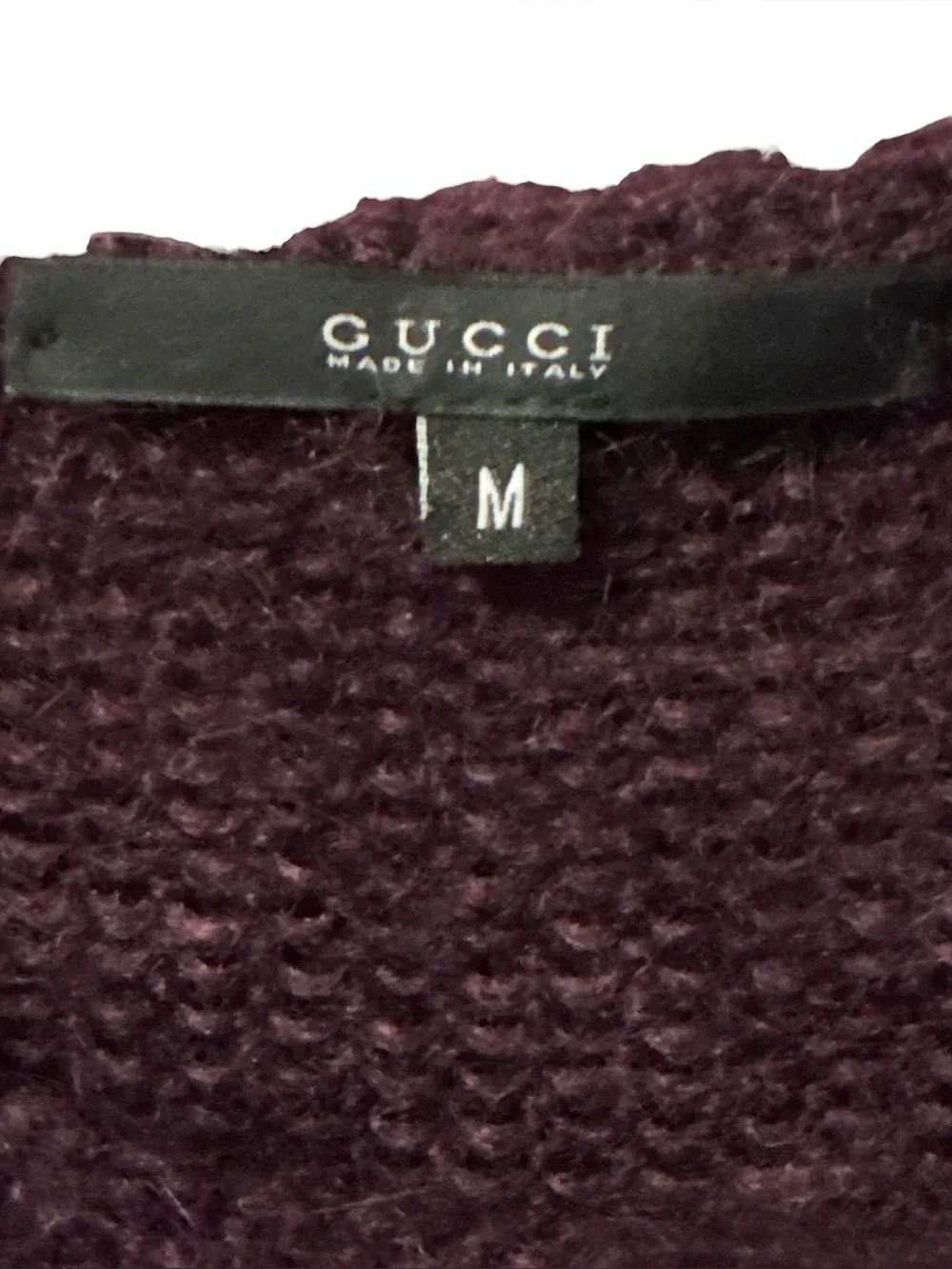 GUCCI Mohair and Silk Striped Sweater M 20” p2p Burgundy Combo $1,600 Retail